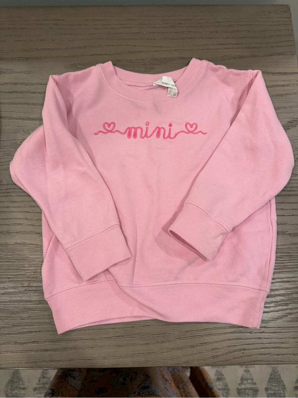 Rabbit Skins Pink Kids Pullover Sweatshirt with 'mini' Heart Embroidery